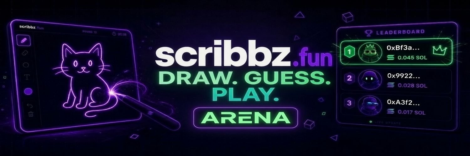 scribbz.fun — Draw & Guess drawing canvas plus the Scribbz Arena live leaderboard